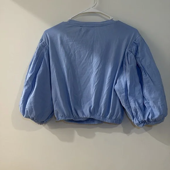 Zara Light Blue Puff Sleeve Blouse - Picture 5 of 5